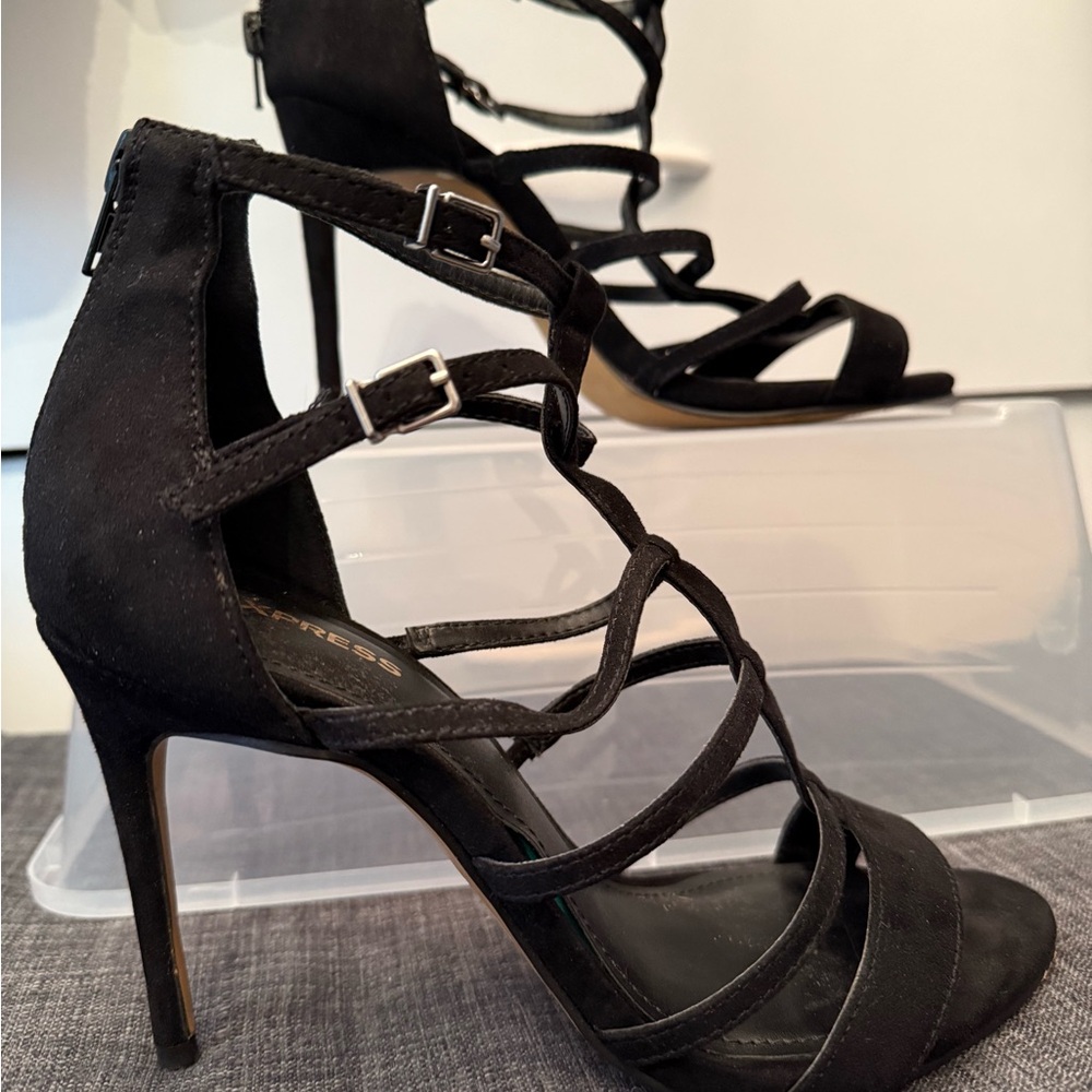 Express Black Strappy Heels